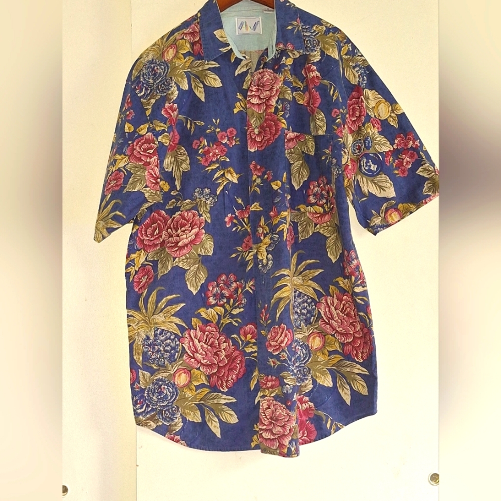 Apparel Workshop Floral Short Sleeve Button Down Men's Shirt Size M